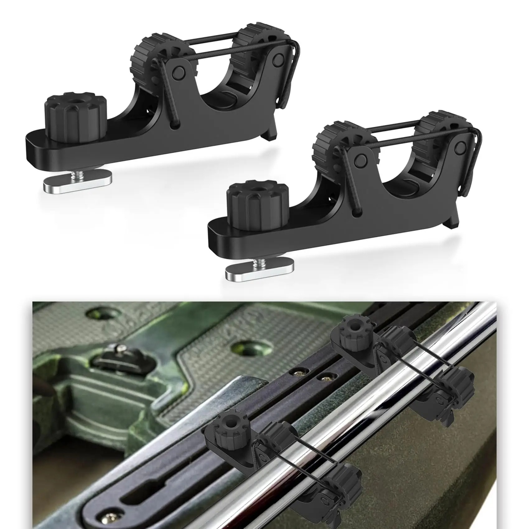 Fishing Kayak Cart - Kajakpeddelhouder Track Mount, Rail Paddle Clip